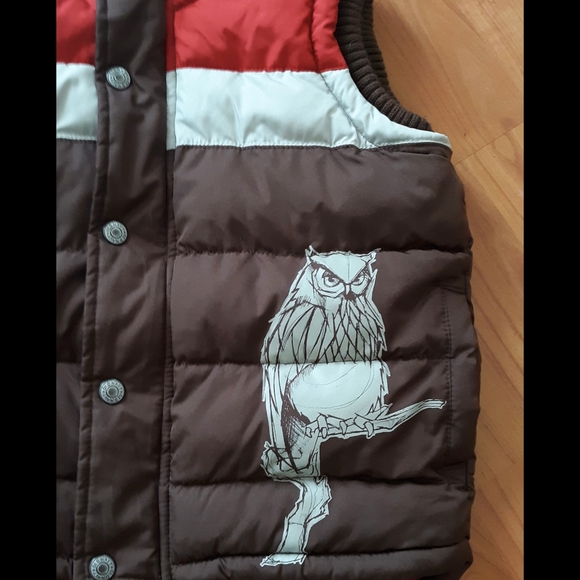 Old Navy Button Up Puffer Vest w/Owl & Pockets - Picture 4 of 7